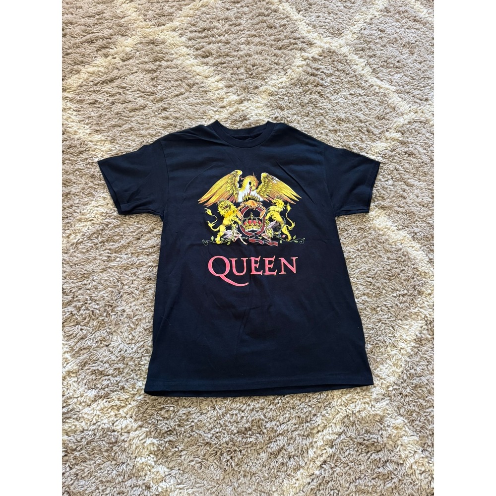 Queen Band Tee Classic Crest Logo Black Graphic T-Shirt Mens Medium
